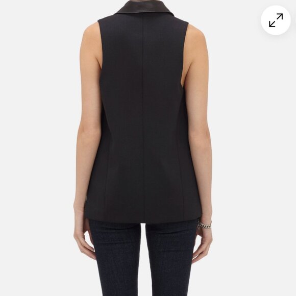 Rag & Bone - Dant Leather Trimmed Vest Waistcoat Jacket in Black - size S - Picture 3 of 13